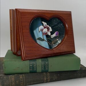 Wooden Hand Painted Floral Design Jewelry Box